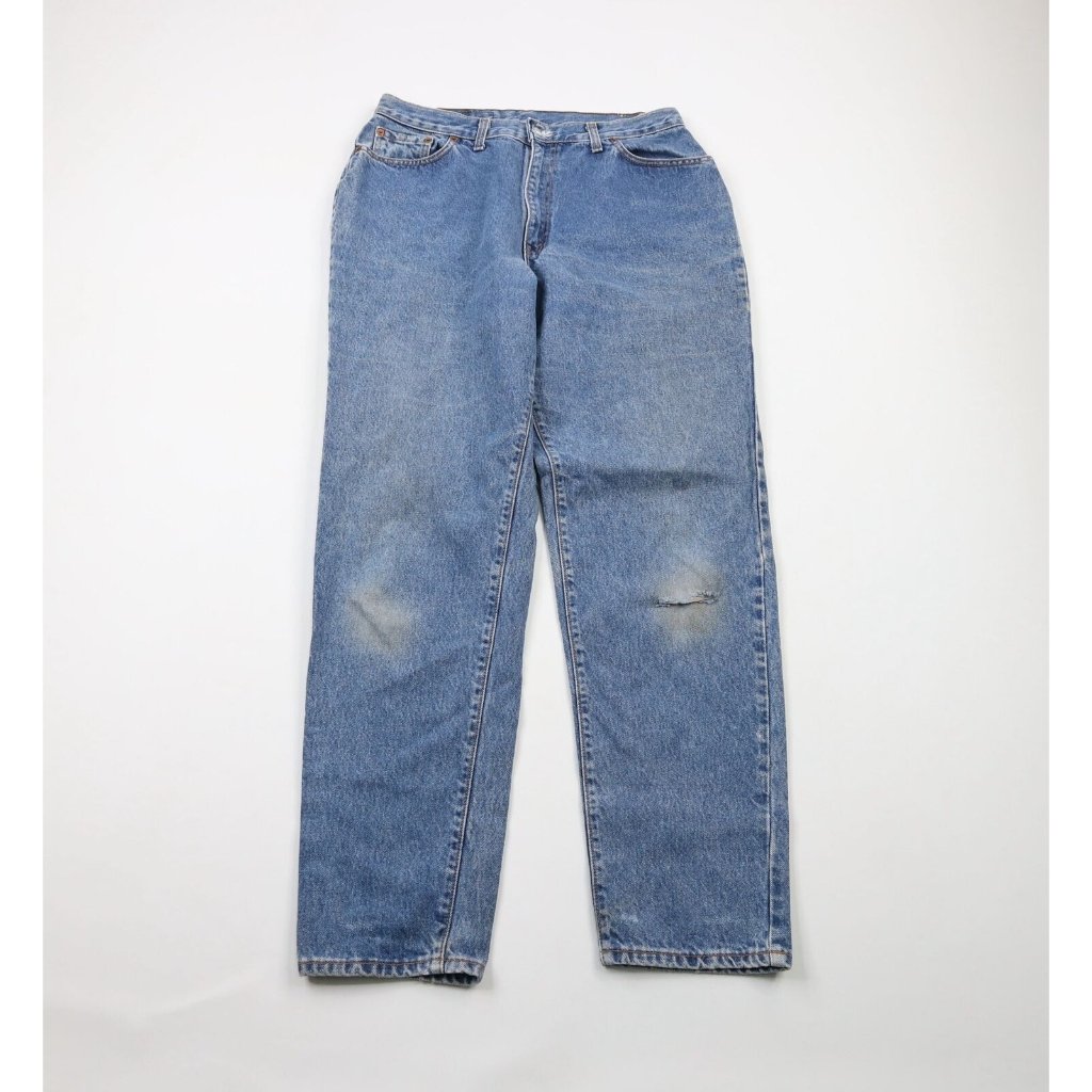 Vintage 80s Levis 505 Womens 32x32 Distressed High Waisted Denim Mom Jeans Usa